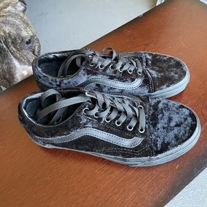 Black velvet Vans size 7